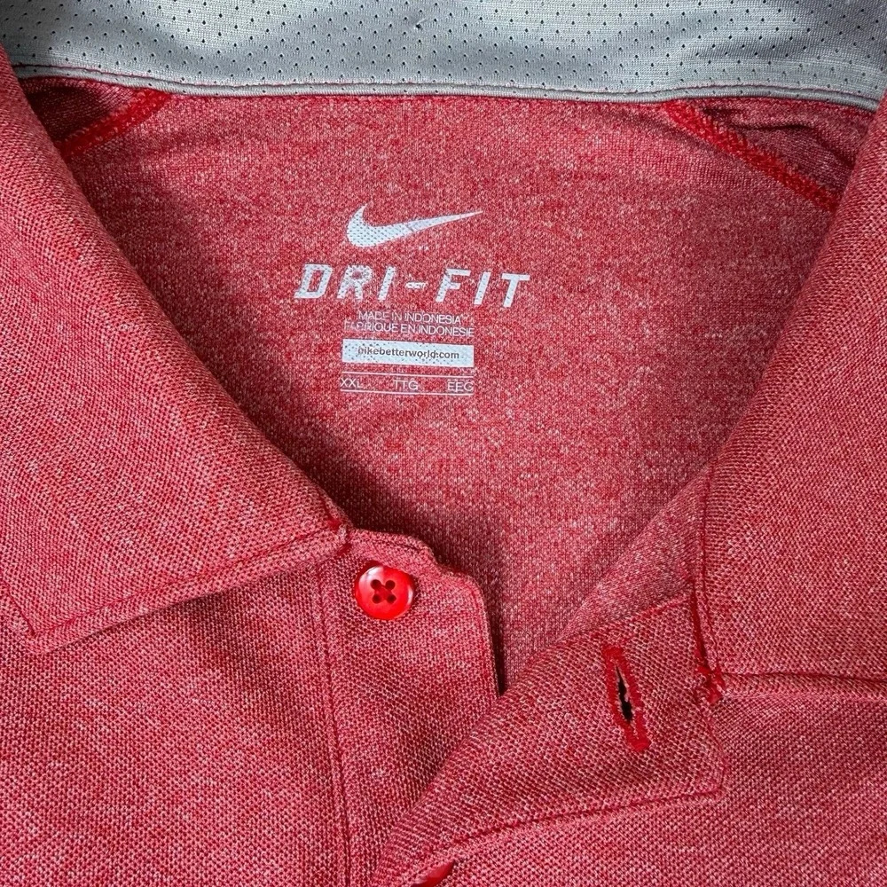 Nike Ohio State Buckeyes Polo Shirt Mens 2XL Red Golf Dri Fit University OSU